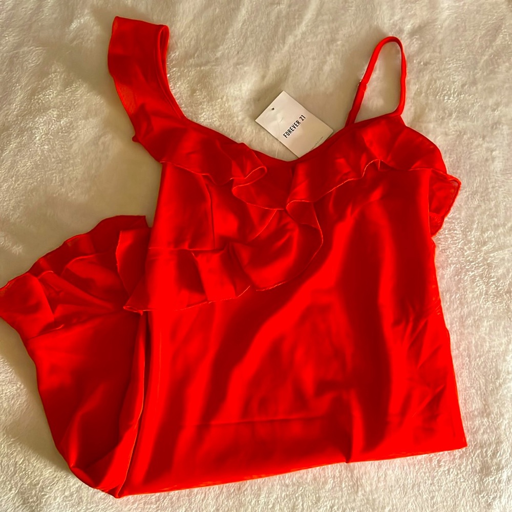 red asymmetrical dress